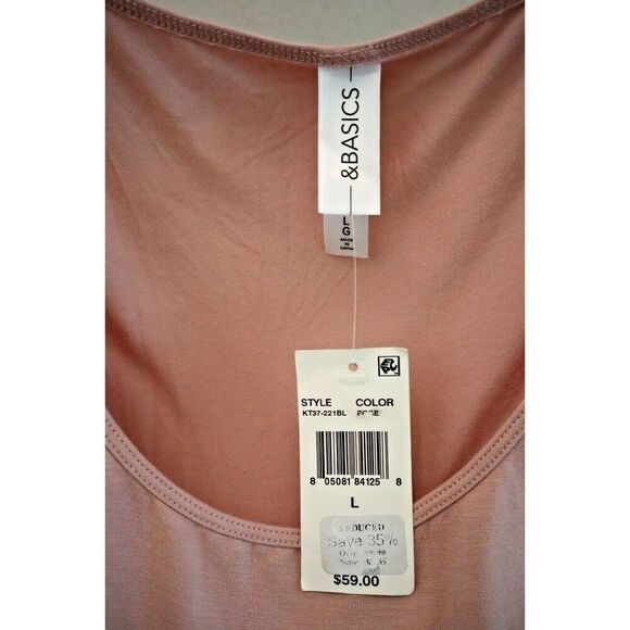 &BASICS KT37-221BL Women's Sz Large Rose Pink Cami Shell Scoop Neck Tank Top - Picture 3 of 7